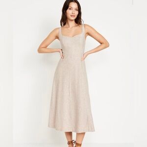 Old Navy Fit&Flare Linen-Blend Midi Dress